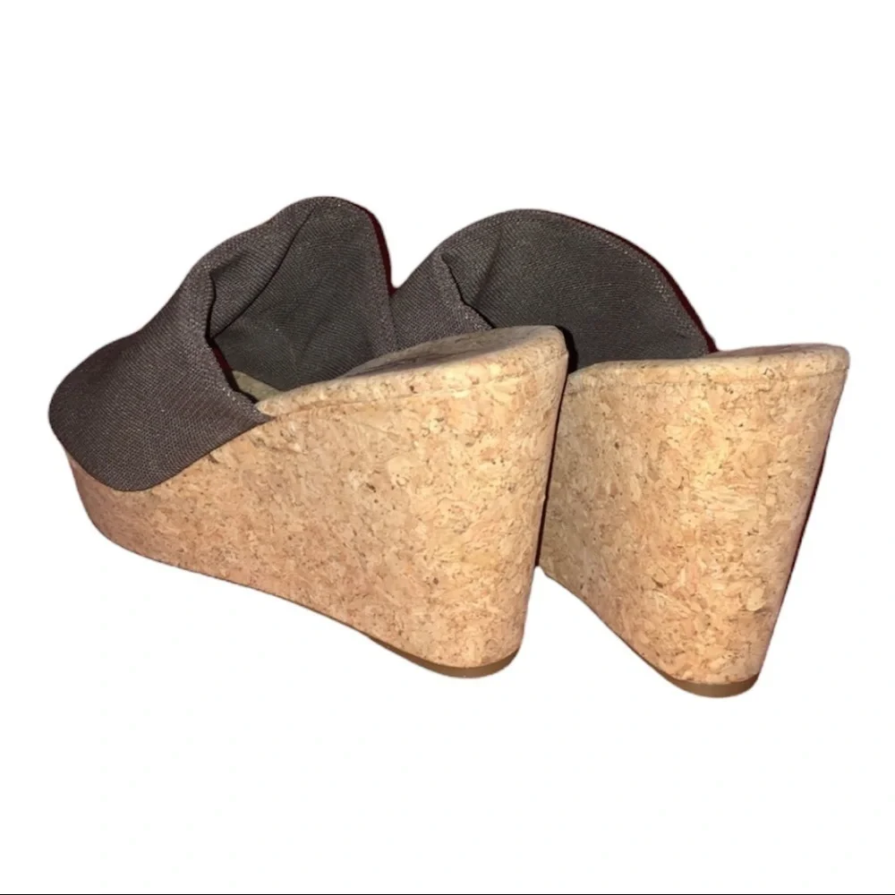 Lucky Brand Cork Wedged Heel Slide Sandals Women’s Brown Open-Toe Mule 6M